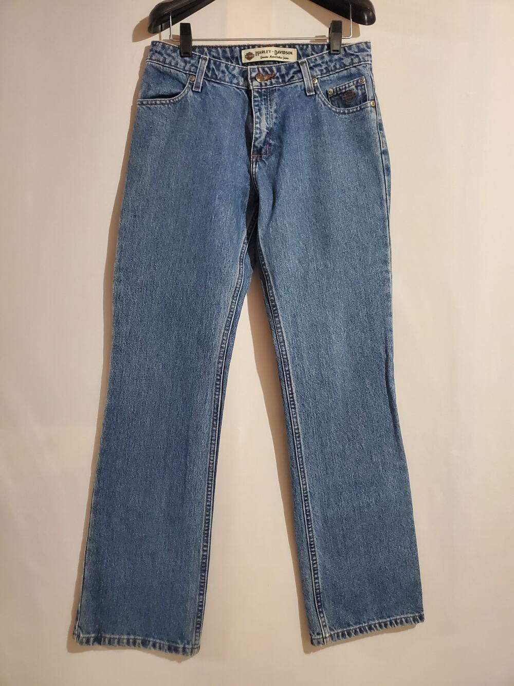 Harley-Davidson Womens Relaxed Thigh Boot Cut Jeans Size 4 Classic Blue Denim